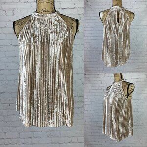 Loveriche Champagne Ribbed Velvet Choker Top